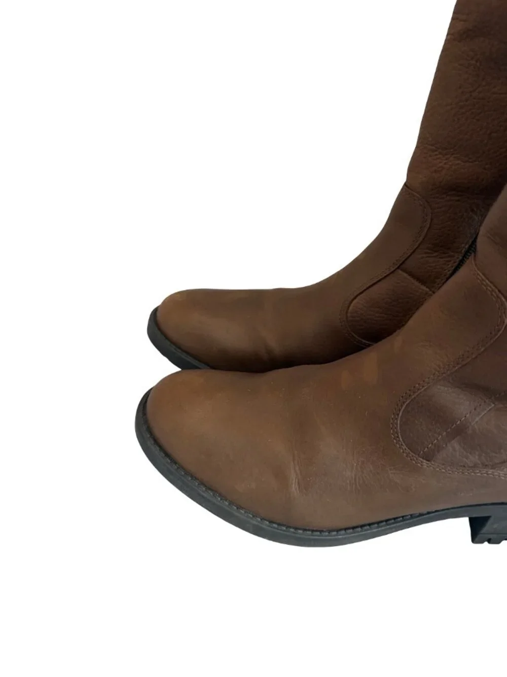 Santana Canada Tall Brown Leather Boots Sherpa Lining Rugged Outsole Size 8